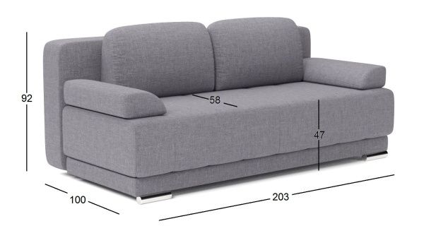 Диван прямой Мартин рогожка серый